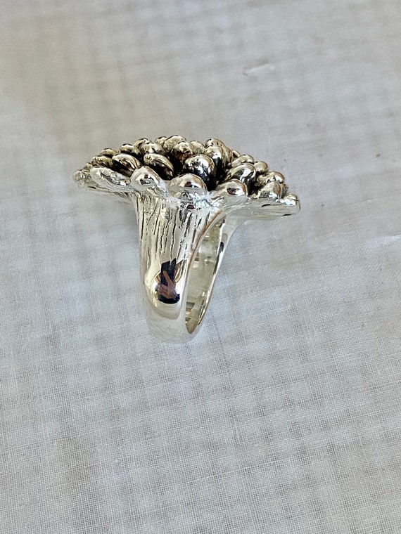 Hugh Flower Puffy Statement Ring SterlingSilver 9… - image 2