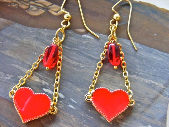 Swinging Heart Dangle Earrings - Etsy
