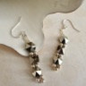 Sterling Silver Dangle Earrings with Swarovski Crystal Spike Beads in Hematite or Dark Gold