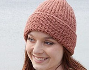 thick, hand-knitted ribbed beanie