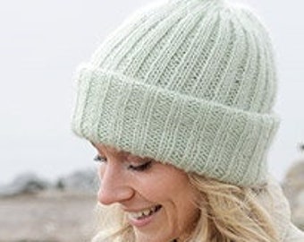 thick, hand-knitted ribbed beanie