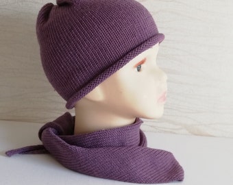 Baby children's hat set triangular scarf with matching hat baby and children knitted merino wool