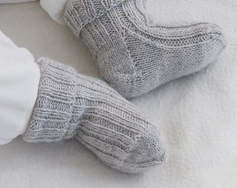 Baby shoes, baby booties, knitted slippers, hand-knitted from merino wool