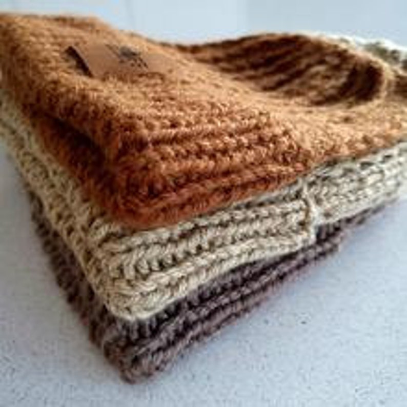 thick winter hat mom child look merino wool hand knitted image 6