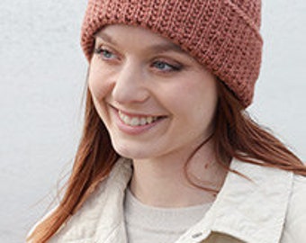 thick, hand-knitted ribbed beanie