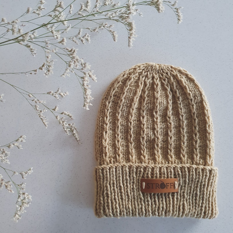 thick winter hat mom child look merino wool hand knitted image 4