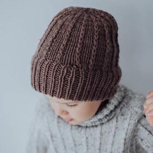 thick winter hat mom child look merino wool hand knitted image 1