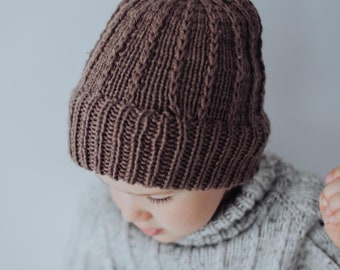 thick winter hat mom child look merino wool hand knitted