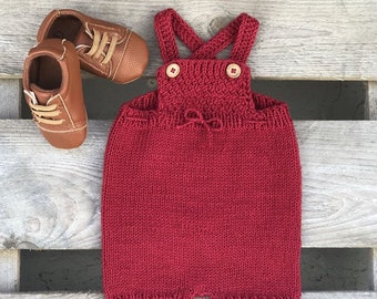 Baby romper, baby romper dungarees knitted merino wool