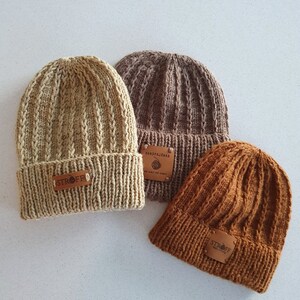 thick winter hat mom child look merino wool hand knitted image 5