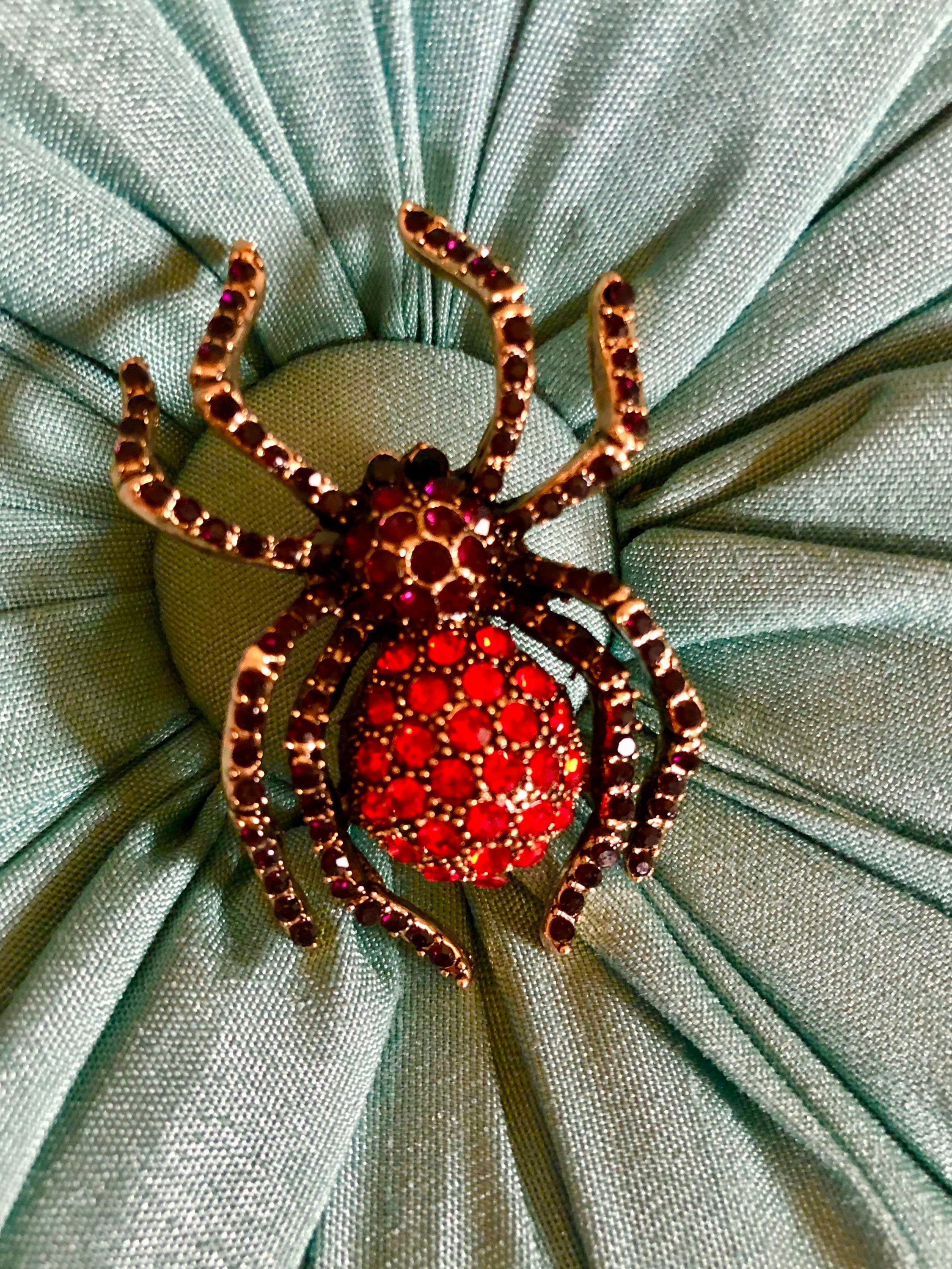Vintage, Jewelry, Vintage Brooch Red Spider Brooch Spider Faux Ruby