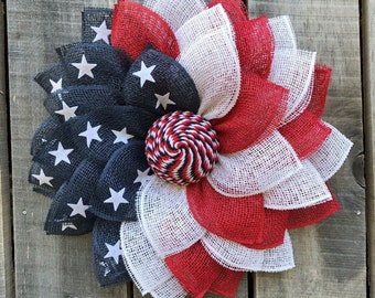 Patriotic Front Door Wreath, Memorial Day Wreath, Patriotic Door Decor, 4th of July Wreath, gift, Mother's day gift, wall decor