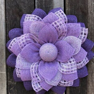 Purple Wreath, Purple Flower, Spring Wreath, Poly Burlap Flower, Everyday Wreath, Everyday Flower, gift, Mother's day gift, wall decor