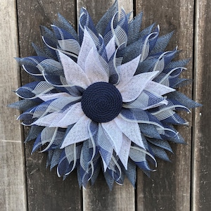 Wreath, Navy blue white wreath,, Neutral Wreath, Everyday Wreath, All Season Wreath, gift, Mother's day gift, wall decor, nautical wreath