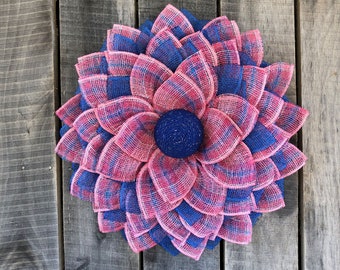 Large Pink and blue Wreath, Sunflower Wreath, Spring Wreath, Daisy wreath, Everyday Wreath, gift, Mother's day gift, wall decor