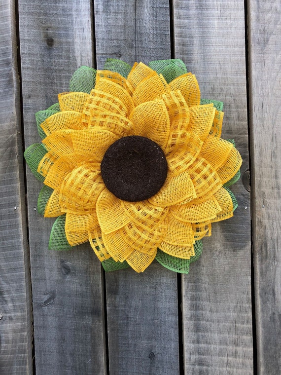 Sunflower Wreath Flower Wreath Mesh Wreath Summer Wreath Etsy