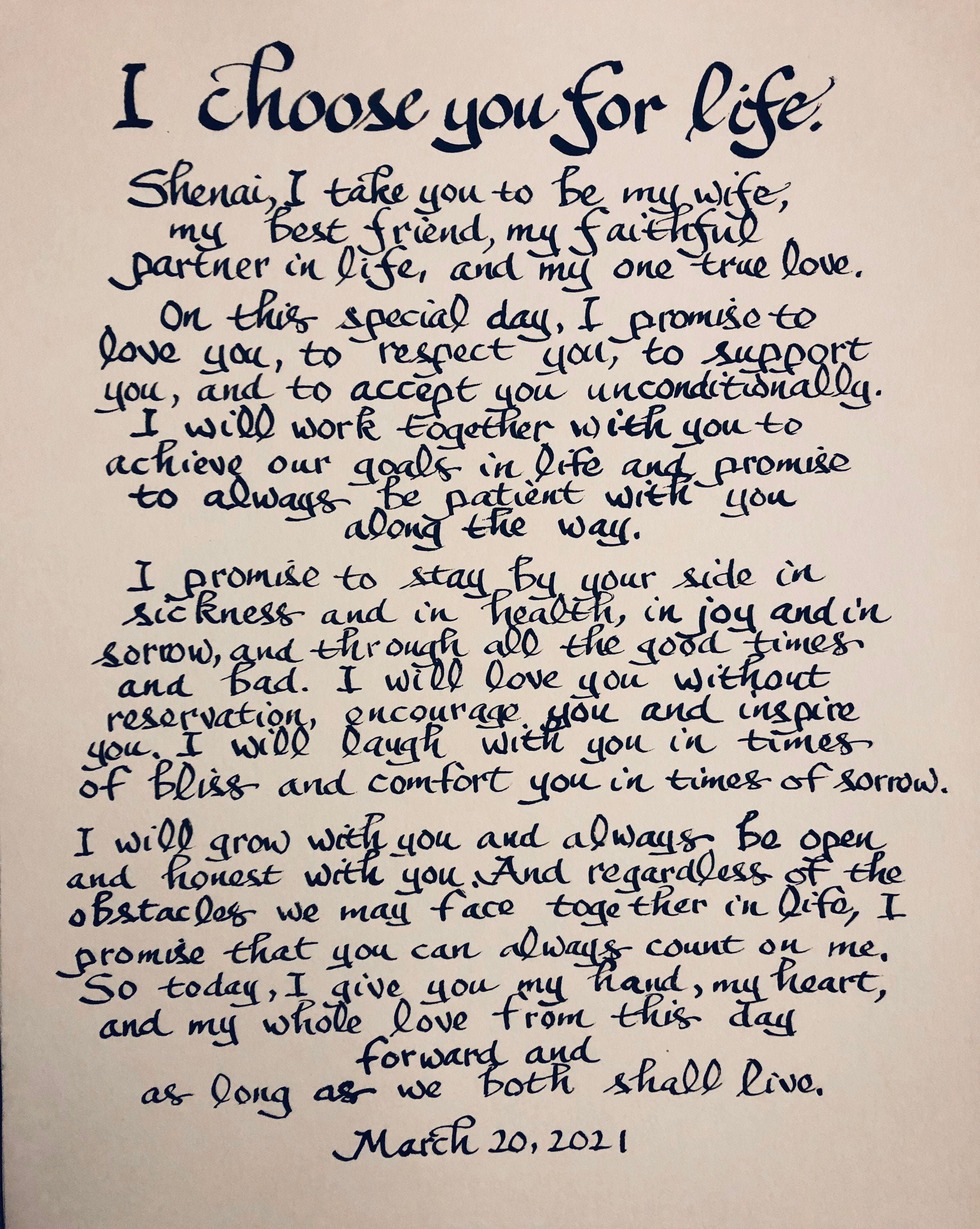 Groom to Bride Gift Wedding Vows Wedding Gift Master Etsy