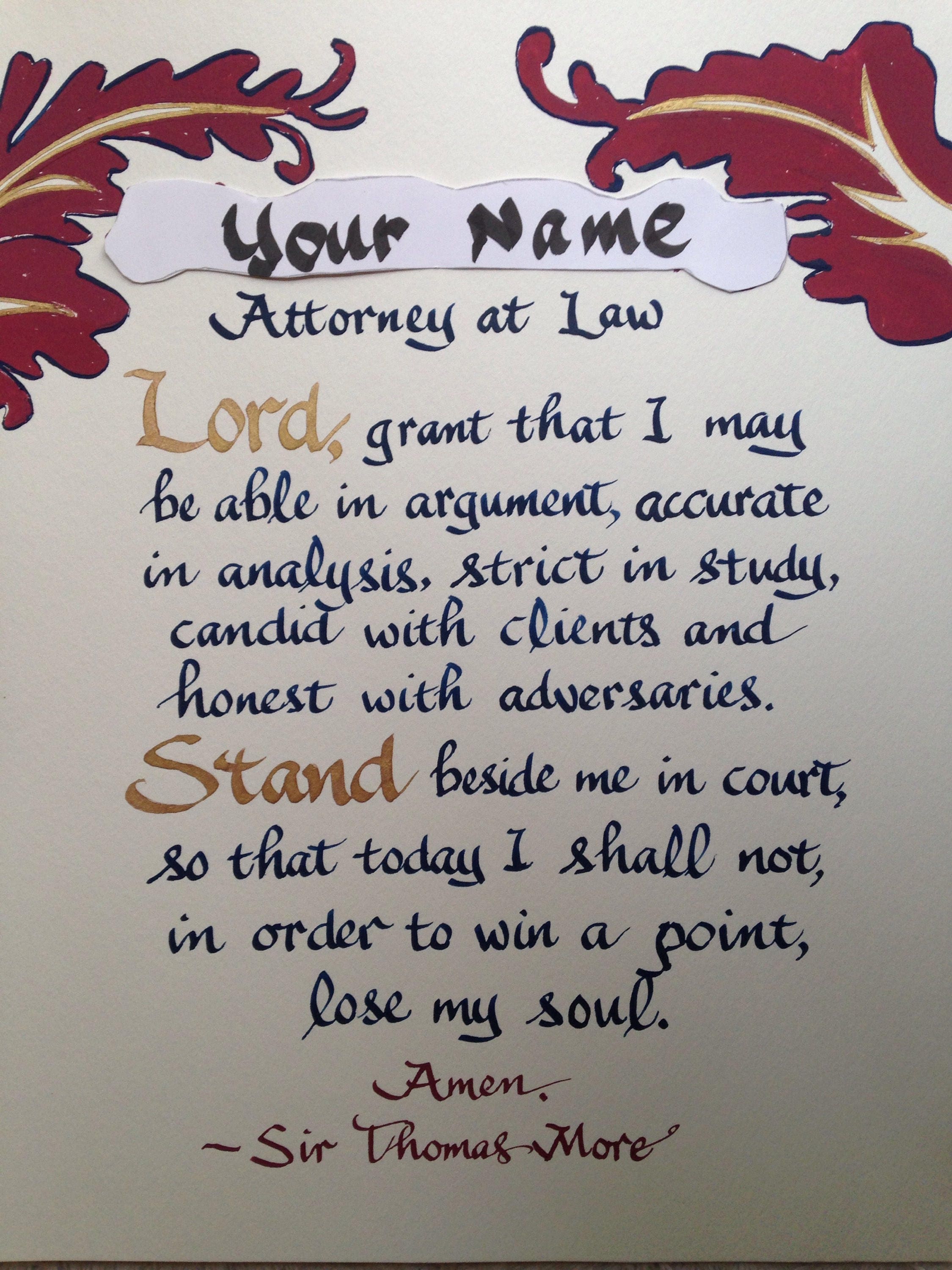 Christian Lawyer Gift Custom Lawyer Sir Thomas More quote Etsy