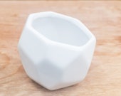 White Geometric Ceramic Container - FREE SHIPPING - Air Plant Holder - Succulent Container - No Plant Included