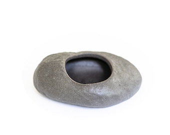 Gray Ceramic Stone Tillandsia Air Plant Holder- FREE SHIPPING - Plant Display - Succulent Container - Plant Not Included