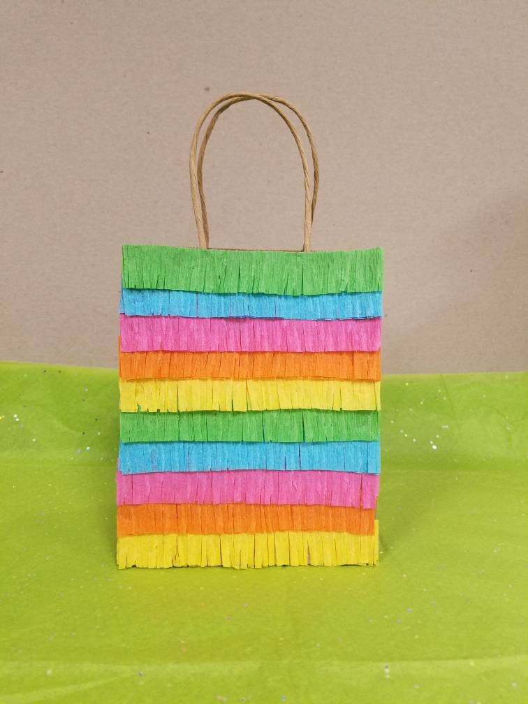 Fiesta Multi Color Piata Treat Loot Candy CocoInspired FringeCut Birthday Paper Gift Bags 10 ct