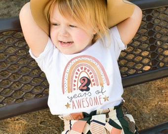 2 Years of Awesome 2nd Birthday Girl Shirts, Two Years old Rainbow Tee, Second Birthday Shirt, Matching Mommy and Me Shirts, Mom Daughter