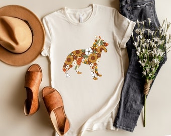 German Shepherd Retro Floral, German Shepherd Lover Shirt, German Shepherd Shirt, German Shepherd Mom Shirts, Cute German Women's TShirt