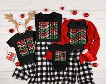 Retro Christmas Cousin Shirts, Matching Cousin Crew T-Shirts, Kids Holiday Group Tees, Cousins Family Photo Shirts, Vintage Unisex Tshirts