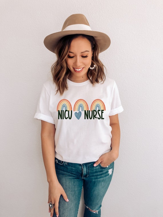 NICU Nurse TShirt, Baby Nurse Tee, Registered Nurse TShirts, Nurse Appreciation, Gift for Nurse, Triple Rainbow