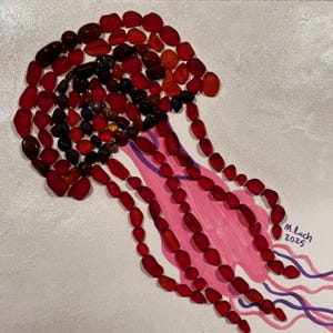 Bohemian Jellyfish Wall Art – 8&quot;x8&quot; Handmade Glass & Acrylic Mixed Media