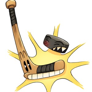 Cuphead Style Hockey Stick und Puck