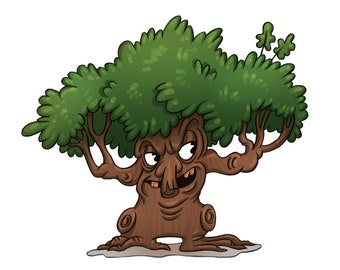 Cuphead Style Oak Tree - Dab