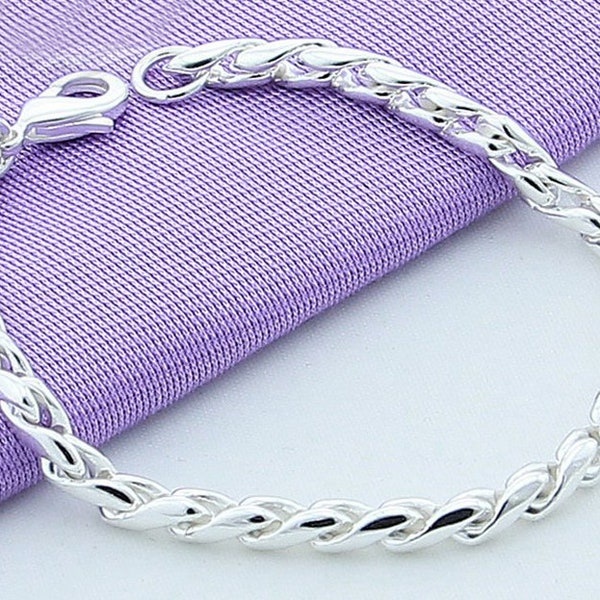 Bracelet de corde en argent 925, bracelet de chaîne en argent 925, bracelet de corde en argent sterling 925, bracelet sterling, GiveJewelryGifts