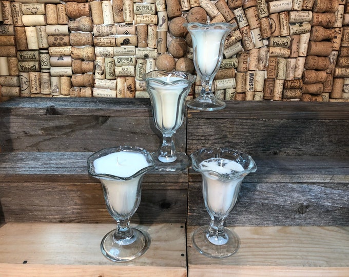 Vintage Sundae Glass, Choose Your scent. Soy Candle