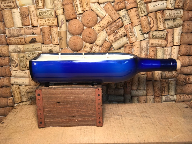 Triple Wick Horizontal Wine bottle boat with a Girl Gang Scented Soy Candle FREE SHIPPING!