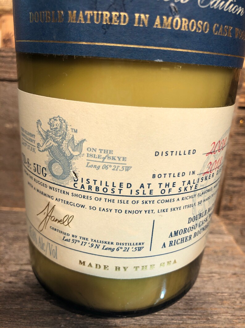 Talisker Distillers Edition 10yr Scotch Whiskey soy candle Smoky Embers scent