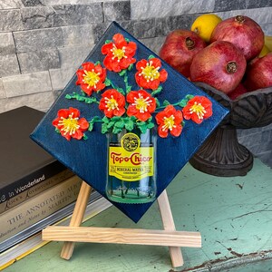 Bright Impasto Floral Painting with a recycled water bottle