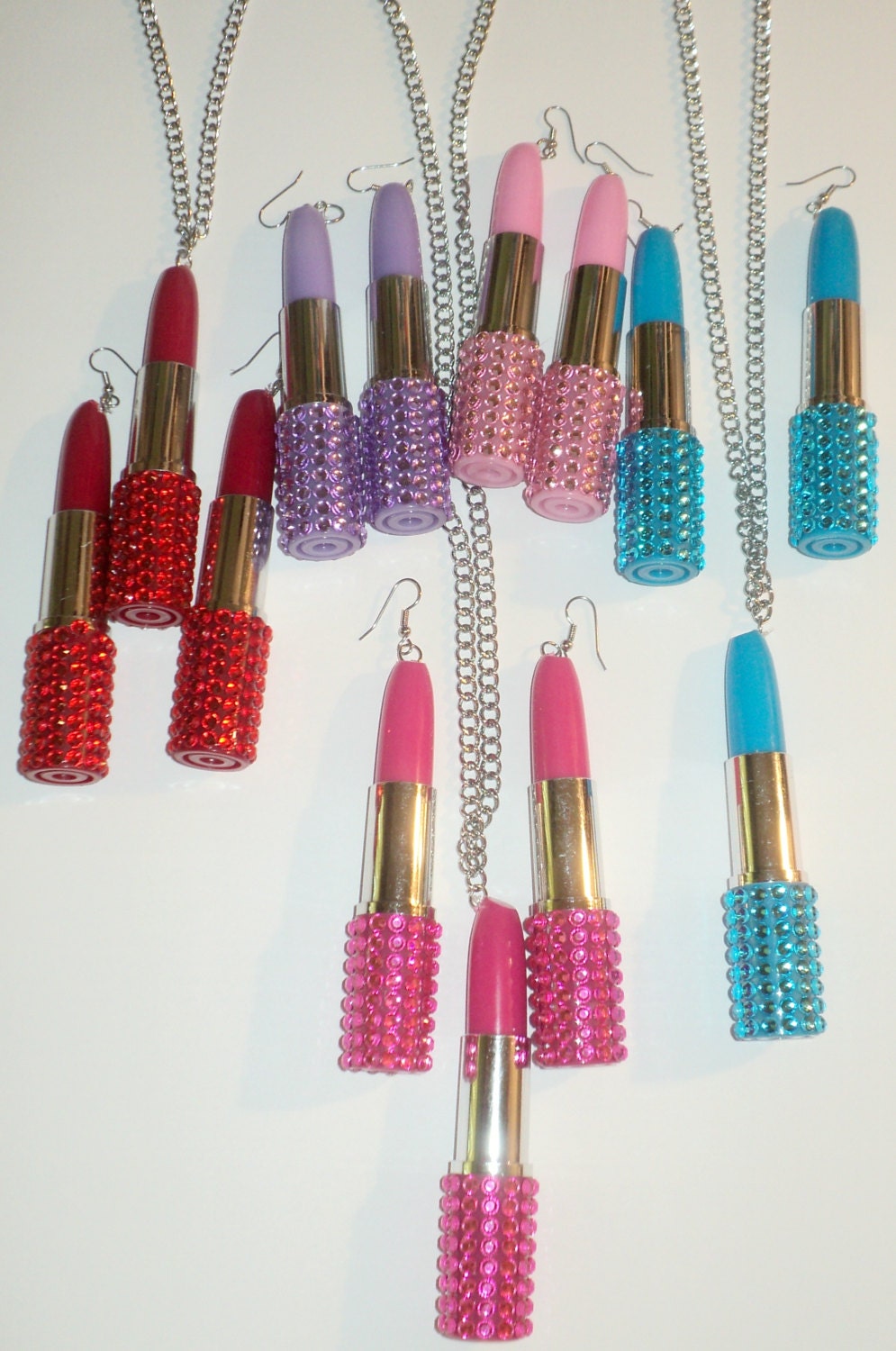 Lipstick earrings Lipstick necklaces Lipstick jewelry set Etsy