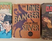 3 Piece Lot Vintage 30s, 60s Big Little Books Lone Ranger Bonanza Daktari