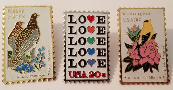 Vintage 1980s to 1990s Lot US Postage Stamp Pins … - image 3