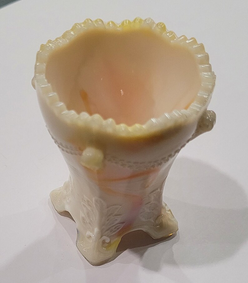 Vintage 1940s BOYD Signed Orange Slag Glass Toothpick Holder Etsy