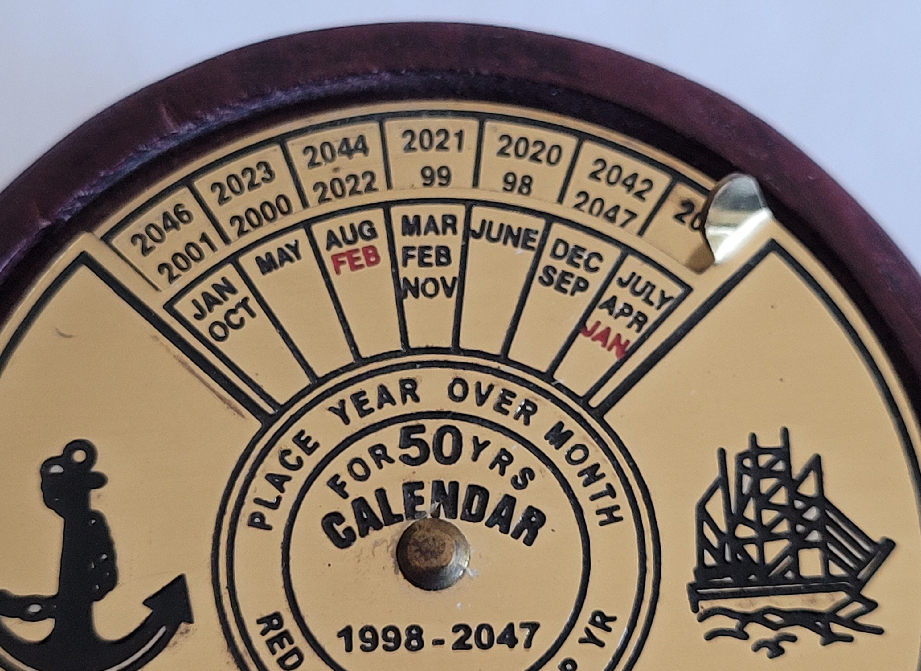 Vintage 50 Year Calendar 1998 to 2047 Perpetual 50 Year Calendar Wooden  Cylinder and Metal Workings FREE Shipping - Etsy