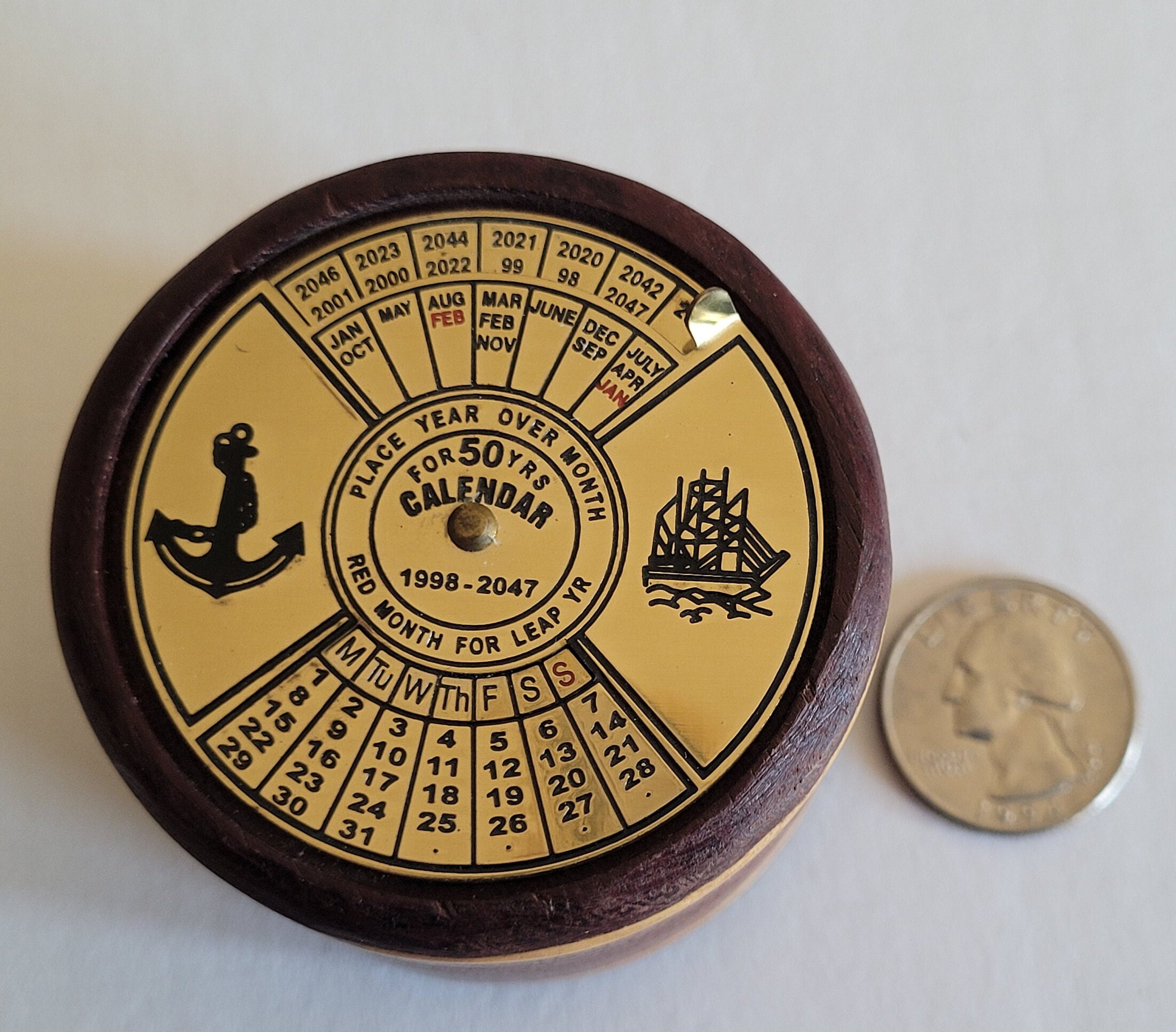 Vintage 50 Year Calendar 1998 to 2047 Perpetual 50 Year Calendar Wooden  Cylinder and Metal Workings FREE Shipping - Etsy