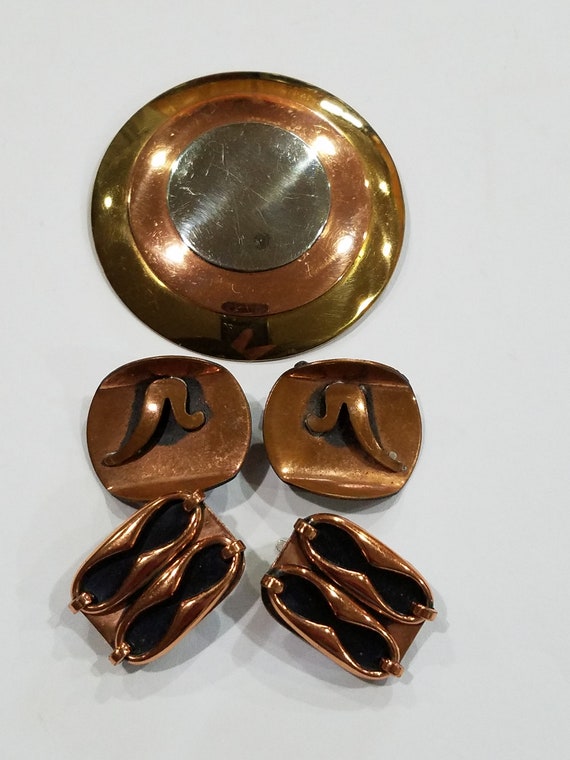 Vintage 1950s to 1970s Copper Mixed Metal Brooch … - image 1