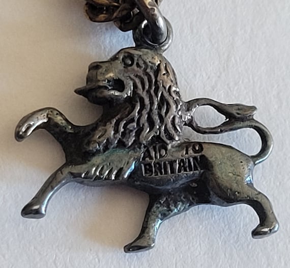 Vintage 1940s WWII War Relief Pewter Rampant Lion on … - Gem