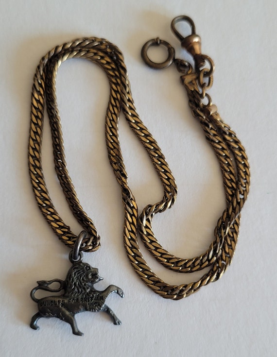 Vintage 1940s WWII War Relief Pewter Rampant Lion on … - Gem