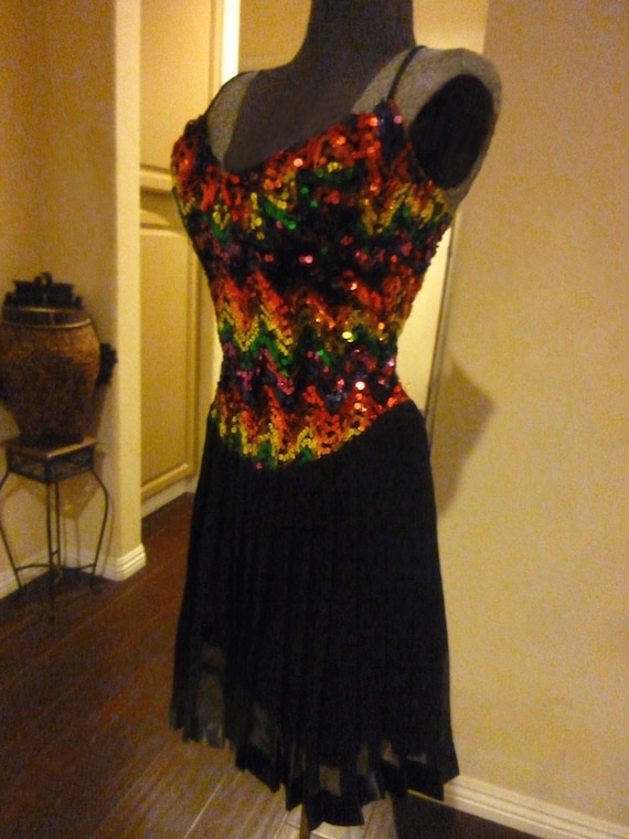 Sexy Vintage 80's dress -Sparkling Sequin  Covere… - image 1