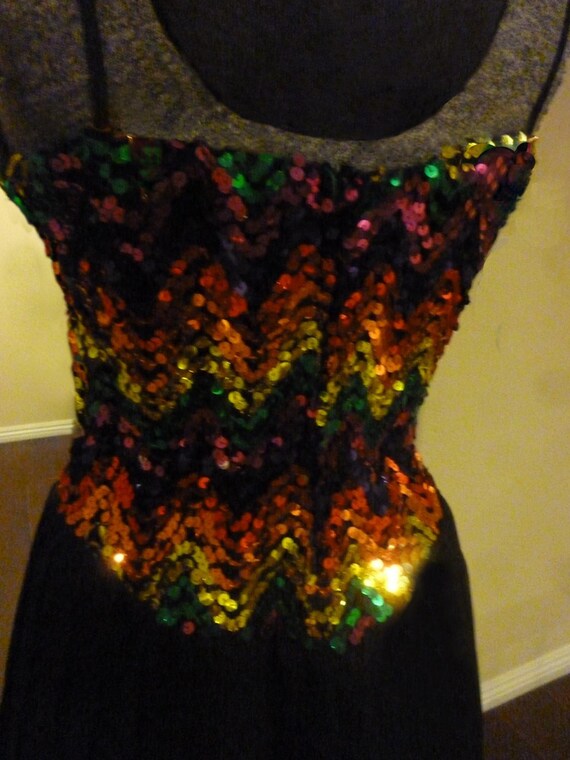 Sexy Vintage 80's dress -Sparkling Sequin  Covere… - image 4
