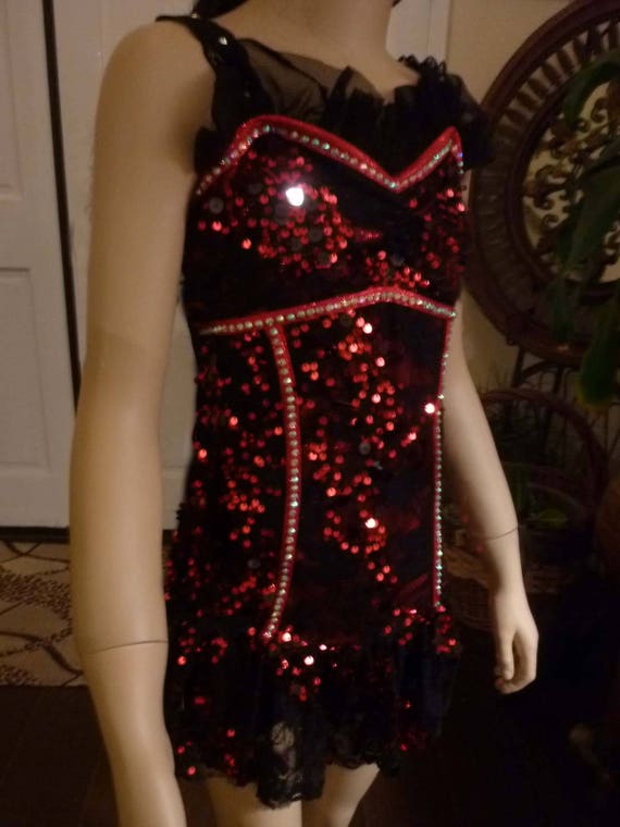Sweet Pageant Performance Dress in Black/ Red with
