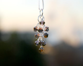 Black and Copper Two-tone Swarovski Elements Sparkling Shimmer Wire Wrapped Pendant